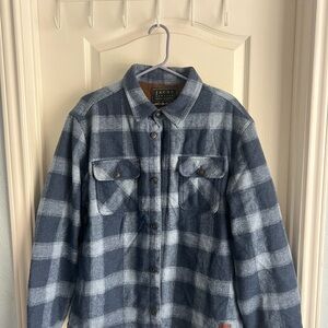 Jachs Blue Striped Wool Blend Sherpa Jacket